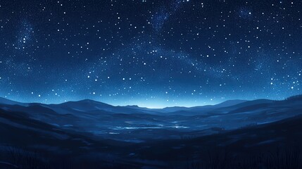 Star-Covered Horizon: Illustrate a horizon covered in stars, with the night sky blending seamlessly into the land below.