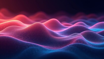 Fototapeta premium Abstract wavy surface with luminous gradients in vibrant pink and blue shades