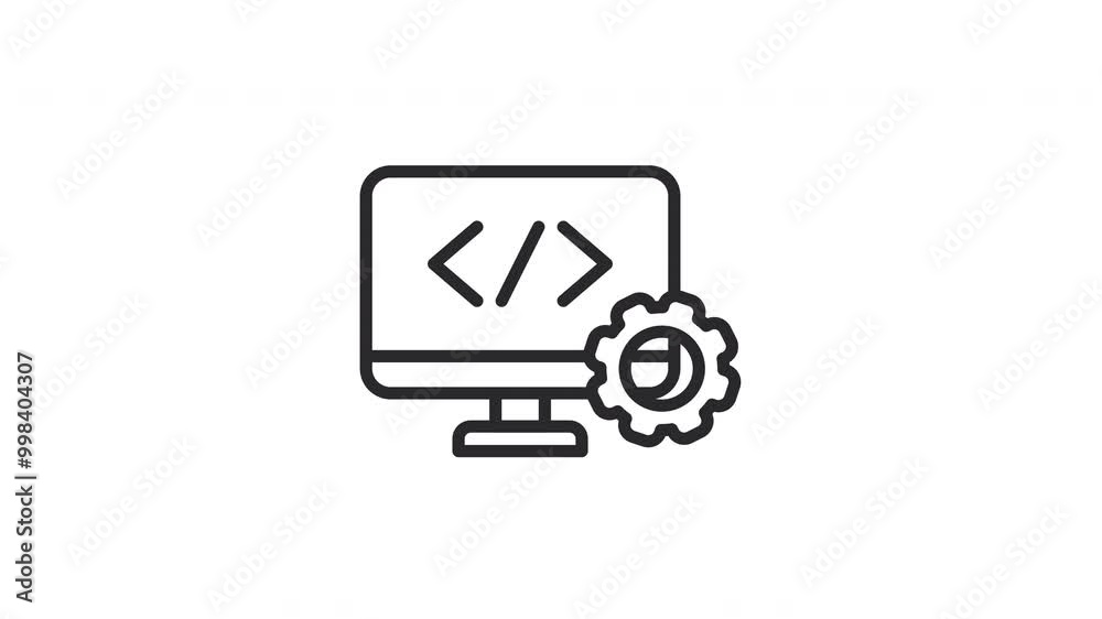Wall mural software development cycle icon animation. demonstrate development stages