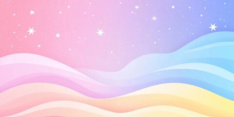 Fototapeta premium pink, yellow, gradient with wave shape and stars