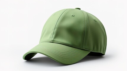 Fototapeta premium Side view of a baseball cap prototype on a white background，generated with AI.