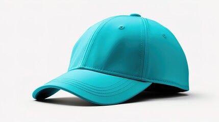 Fototapeta premium Side view of a baseball cap prototype on a white background，generated with AI.