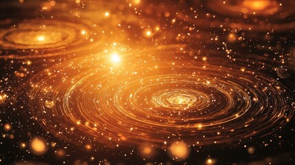 Sunlit Orbits: Design an image of sunlit orbits, with stars reflecting the sun's light as they revolve in intricate patterns.