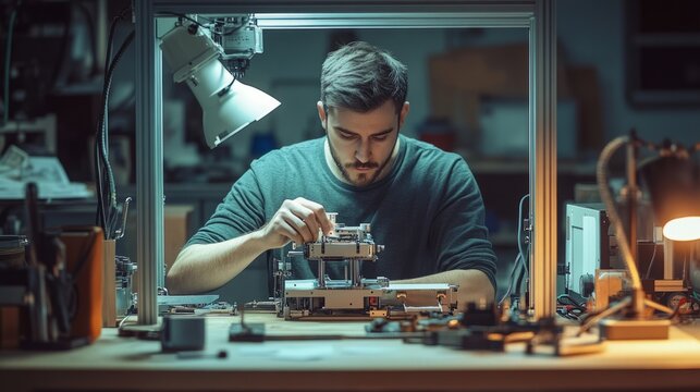 Focused Craftsman in Workshop