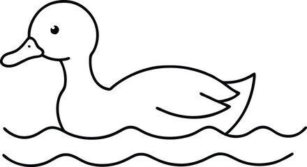 Vector Illustration of a Serene Duck Swimming in Tranquil Waters
