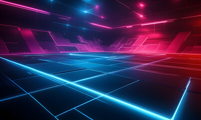 Dynamic Neon Football Action with Futuristic Geometric Patterns and Vibrant Light Trails for High-Energy Sports Advertising Backgrounds