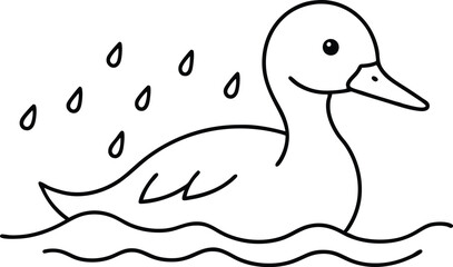 Gentle Waves A Duck Dancing Among Raindrops

