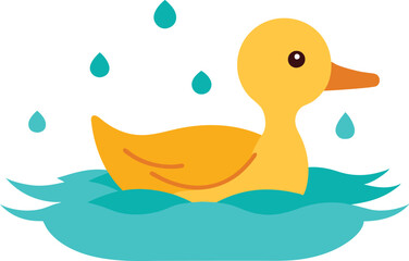 Raindrop Reflections A Duck Gliding Through Puddles
