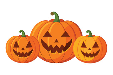 Halloween pumpkin collection, vector illustration on white background.