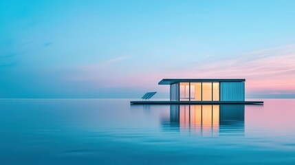 Wind and solar-powered offshore research station with energy storage, innovative sustainable technology