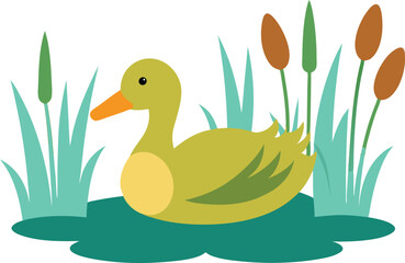 duck within long grass 
