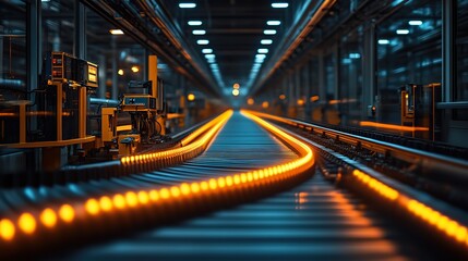 Fototapeta premium A high-speed motion blur effect represents automation technology, illustrating the rapid evolution of automated processes.