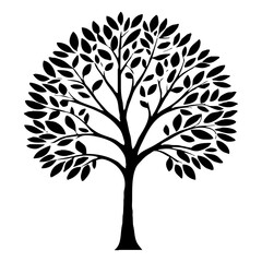 Obraz premium Tree . Black and white botanical pattern. For use in graphics, materials. Abstract plant shapes. Minimalist illustration for printing on wall decorations.