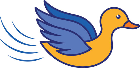 Kids Coloring Duck Wings in Motion Vector 