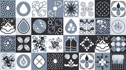 A stylized pattern of water droplets, soap bubbles, and clean surfaces, symbolizing the universal message of sanitation. (indicates World Handwashing Day).
  