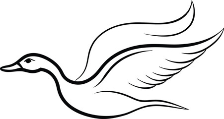 Flying Ducks Over the Horizon Vector Art for Kids Coloring Book