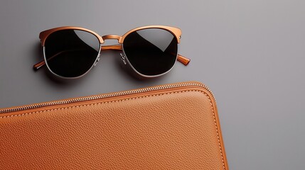 Leather travel case with sunglasses and a passport, representing luxury travel essentials
