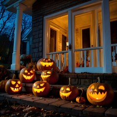 Obraz premium halloween pumpkin on a house