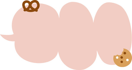 Cute hand draw pink color pretzel and cookies speech bubble balloon icon sticker memo keyword planner text box banner, flat png transparent element design