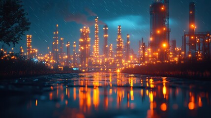 Fototapeta premium A scene depicting the interconnectedness of smart industry, IoT, and technology within the industrial 4.0 framework.