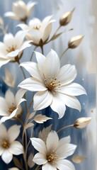 Obraz premium White and gold flowers on a gray background