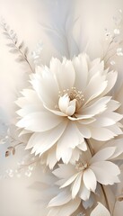 Obraz premium White and gold flowers on a gray background
