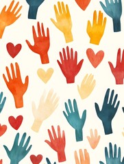 Uplifting Volunteer Banner with Illustrated Hands Hearts and Community Icons