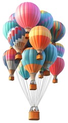Obraz premium Vibrant Air Balloon Ride Banner with Colorful Floating Balloons against Pristine White Background