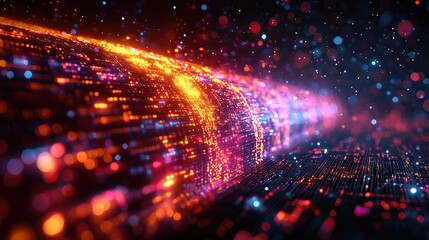 Fototapeta premium A technological background showcases high-speed global data transfer, emphasizing ultra-fast broadband and cyber motion.