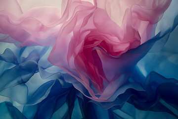 Abstract flowing fabric texture in pink and blue tones