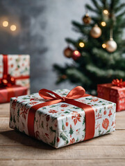 A beautifully wrapped Christmas gift, radiating festive warmth.