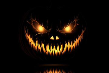 Fototapeta premium Scary Jack-o'-lantern with Glowing Eyes
