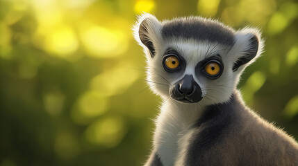 Obraz premium A striking portrait of a ring-tailed lemur