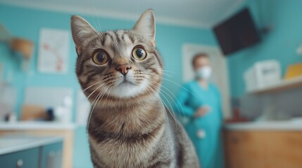 portrait of a cat in a veterinary clinic