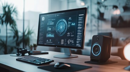 Visualize a modern computer with a clean, minimalist design