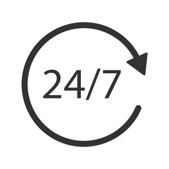 Open 24/7 icon. Support and shopping symbol sing. Vector illustration image. 