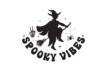 Spooky vibes svg, halloween svg design bundle, Retro halloween svg, happy halloween vector, pumpkin, witch, spooky, ghost, funny halloween t-shirt quotes Bundle, Cut File Cricut, Silhouette