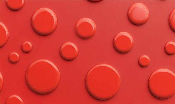 Bright red background with glossy red circles of varying sizes, creating modern and dynamic visual effect. design evokes sense of energy and vibrancy