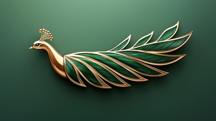 Fototapeta premium Abstract Peacock with Gold and Emerald Feathers