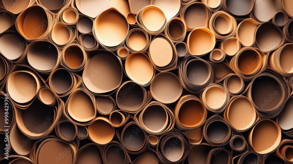 Fototapete the artwork showcases overlapping coffee cup rings in rich brown tones, creating an intricate and dy