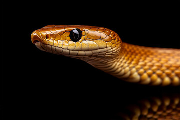 snake reptile looking on black background