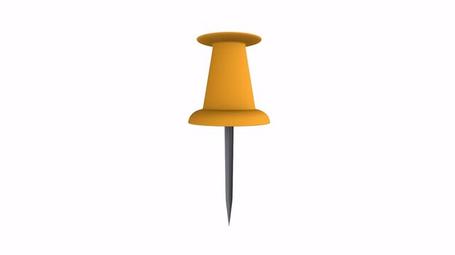 3D rendering of a yellow thumbtack on a white background