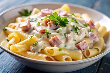 Creamy pasta dish with ham and cream cheese