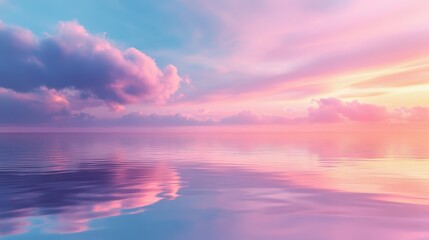 Fototapeta premium Visualize a serene evening scene with the sky transitioning from bright blue to soft purple, over a calm sea.