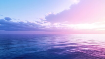 Obraz premium Visualize a serene evening scene with the sky transitioning from bright blue to soft purple, over a calm sea.