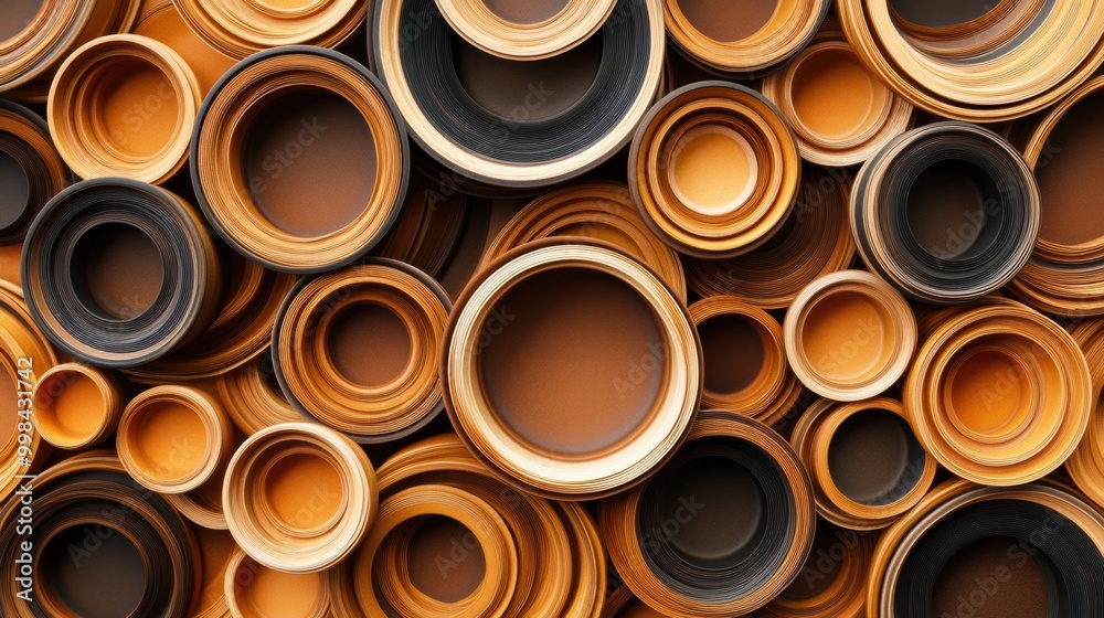 Poster a vibrant display of overlapping coffee cup rings showcases an intricate pattern of warm brown tones