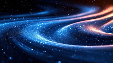 Obraz premium An abstract background of vibrant blue stripes on a black canvas, creating a cosmic and creative technology pattern.