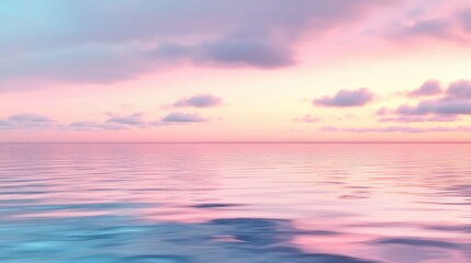 Fototapeta premium Visualize a tranquil sea under a soft, pastel-colored sky at dawn.