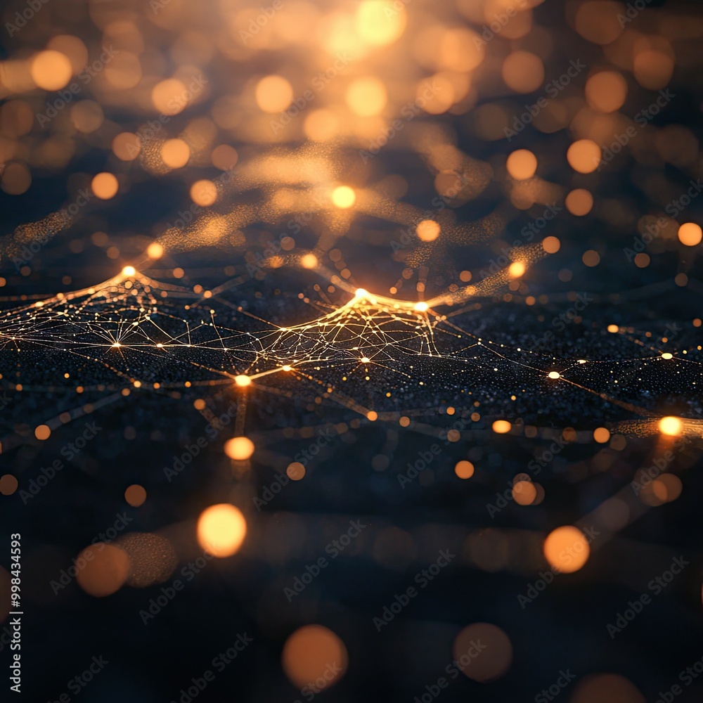 Poster abstract glowing network of interwoven light lines on a dark background, symbolizing ai neural netwo