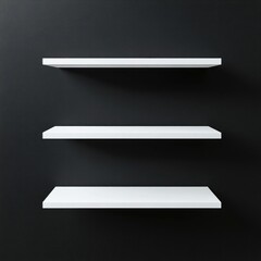 White Floating Shelves on Dark Wall